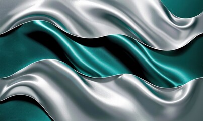 Aufkleber - Abstract silver and teal fabric waves background with a smooth luxurious feel