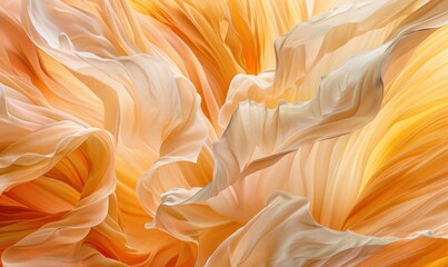 Aufkleber - Abstract swirling fabric in gentle waves of orange and white tones