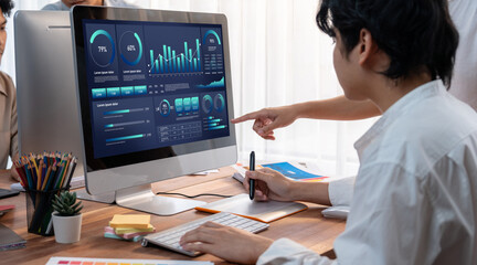 Poster - Business data dashboard provide business intelligence analytic for marketing strategy planning brisk with big data set to analyze customer demands and foreseeing business future