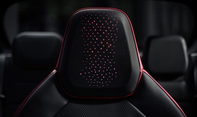 Automotive interior detail abstract constellation pattern red light and dark material