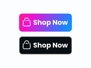 Poster - Two shop now buttons with shopping bag icon isolated on white background