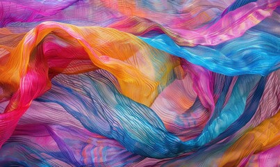 Poster - Colorful abstract fabric texture background with flowing wave pattern