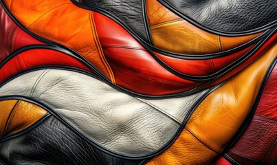 Poster - Colorful wavy leather abstract pattern texture background material design
