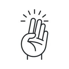 Poster - Three Fingers Pointing Up Icon Hand Gesture Symbol for Counting Enumeration and Emphasis in Digital Communication