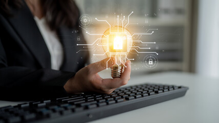 Poster - Cyber security system protecting digital infrastructure. Cyber security ensures data safety, prevents breaches, cyber security strengthens defense, and supports secure operations. Latch