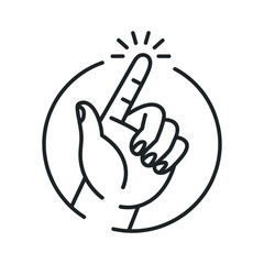 Aufkleber - finger pointing up in circle icon hand gesture symbol of selection and direction for user interface 