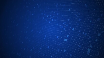 Poster - Abstract blue digital grid background loop, futuristic technology network, data visualization, lines, dots, squares, cyber, connection, big data, 3D render.