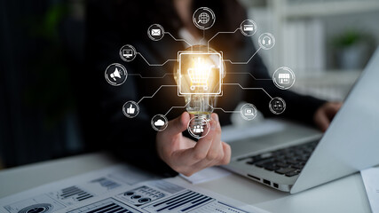 Poster - Omni-channel marketing and online shopping strategies, cross-platform customer experience, brand unification, and integrated marketing communication across digital channels. Spline