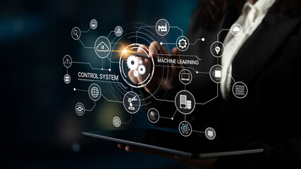 Poster - Modern automation drives workflow efficiency by connecting systems, people, and data. With intelligent automation, businesses unlock potential through seamless integration and automation tools. Spline