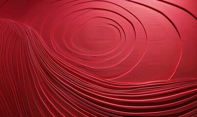 Poster - Dynamic red background with curved lines and concentric circles design