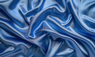 Poster - Elegant blue silk fabric swirls background texture for fashion design