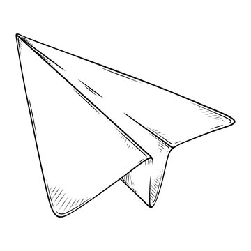 line art handdrawn illustration of a paper plane