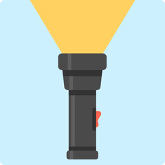 Poster - Modern flat design flashlight emitting a bright yellow beam of light