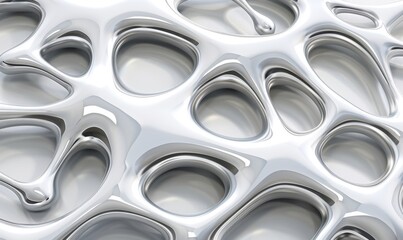 Poster - Fluid metallic abstract background with irregular shapes and chrome texture