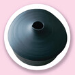 © Logo Solution - Dark blue ceramic vase with narrow opening on pink background pottery navy blue
