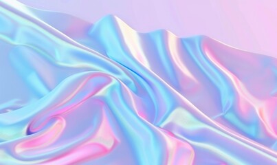 Aufkleber - Iridescent fabric waves background with pastel colors and smooth texture