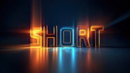 Poster - Short abstract word with colorful glowing particles on dark background at nighttime, artistic lettering