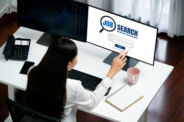 Poster - Online job search on brisk website for worker to search for job opportunities on the recruitment internet network