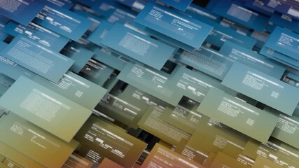 Poster - tech video loop, digital data flow, system integrity scans, network analysis, and cybersecurity elements, ideal for illustrating modern information technology, AI, and secure digital environments