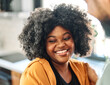 © Lumos sp - Portrait of a young happy black woman posing at home or in the office