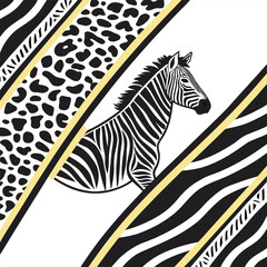 Poster - Vibrant stylized animal print seamless pattern design with bold colors and geometric accents
