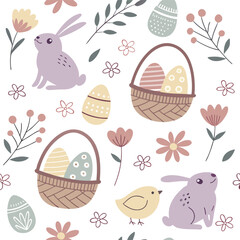 Poster - Seamless easter pattern design featuring colorful spring elements and festive motifs for celebratory decorations and craft projects