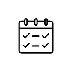 Poster - Outline calendar icon with checkmarks lines list