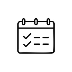 Poster - Outline calendar icon with checkmarks horizontal lines list
