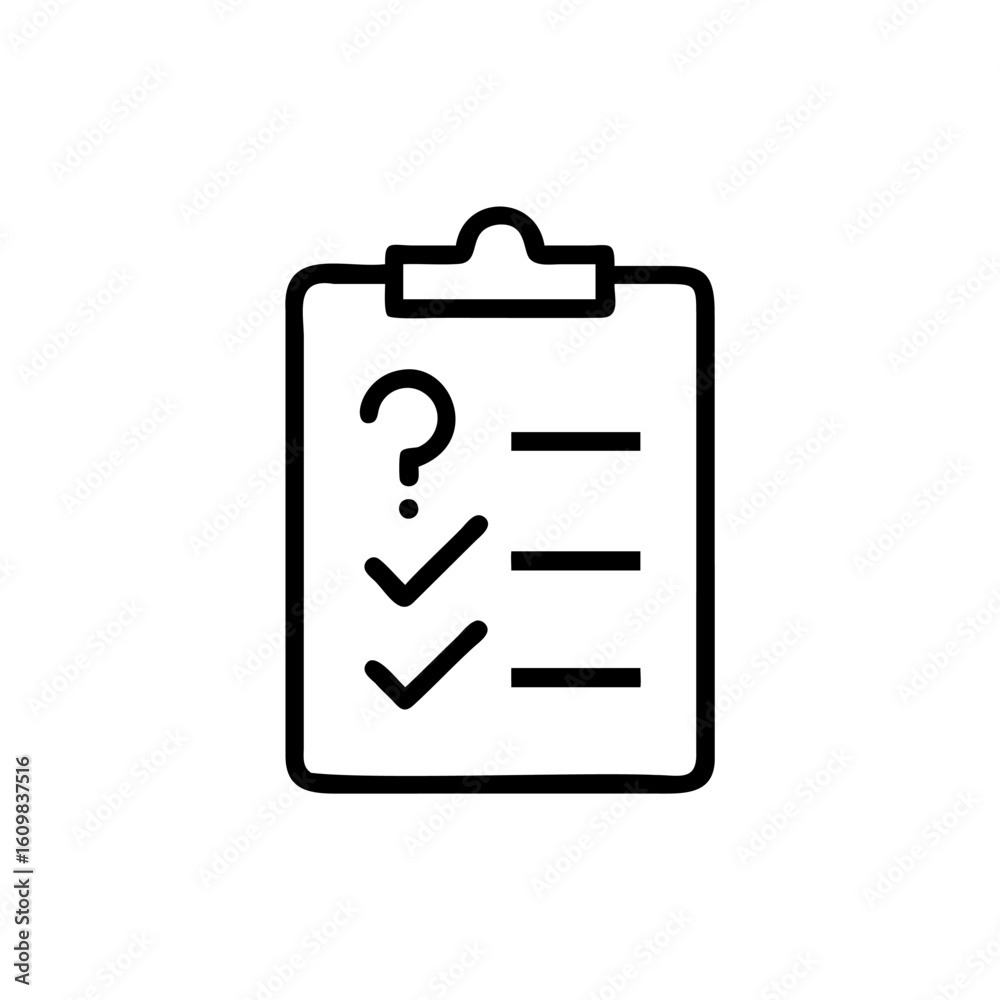 Outline checklist icon with question mark checkmarks task Stock Vector ...