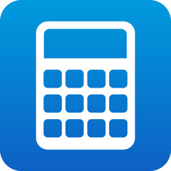 Poster - Simple white calculator icon with a blue gradient background representing digital finance and calculations
