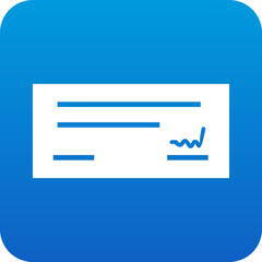 Poster - Simple blue icon representing a white check with blue lines and a signature