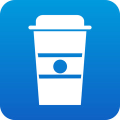 Poster - Simple white coffee cup icon with blue accents on a gradient blue background