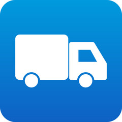 Poster - Clean white truck icon on a vibrant blue rounded square background representing logistics and delivery services