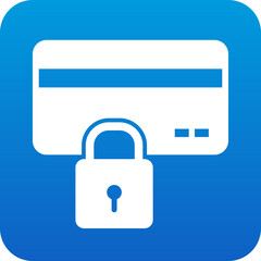 Poster - Secure credit card payment icon with lock symbol representing financial security and protection