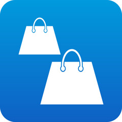 Poster - Two white shopping bags with handles on a vibrant blue background with rounded corners