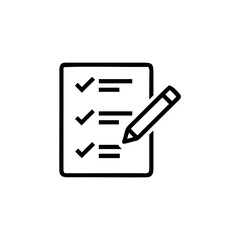 Poster - Outline icon a checklist with a pencil checkmarks tick done