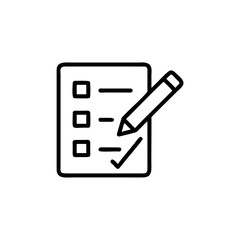 Poster - Outline icon a checklist with a pencil marking an item task