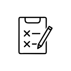 Poster - Outline icon a checklist with a pencil marking an x task