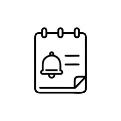 Poster - Outline icon a to do list with a bell notification task checklist
