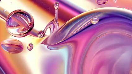 Poster - Colorful abstract design with bubbles and waves showcases swirling patterns and reflections in vibrant hues