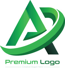 Aufkleber - Modern abstract green letter a logo design with a swoosh element representing growth innovation and a premium brand identity