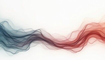Poster - Abstract wave illustration features smoky, silky lines in yellow, green, turquoise colors. Soft, floating shapes create fluid motion effect. Isolated on clean white background, design adds volume,
