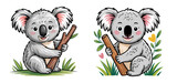 koala : cartoon color pencil illustration isolated on white background