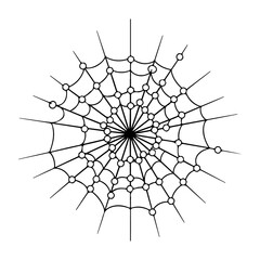 Black and white spider web pattern with circular nodes