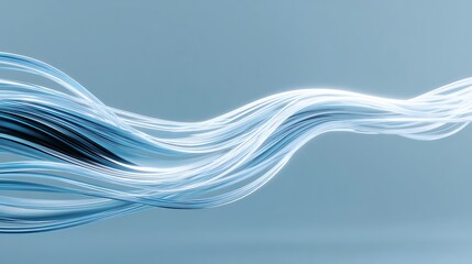 Flowing luminous blue strands against pale background abstract light
