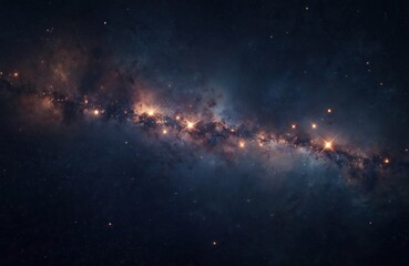 Wall Mural - Vast starfield background showcases bright galaxy with twinkling stars, cosmic dust. Deep space, celestial wonders, nebulae offer infinite backdrop for astronomy, exploration, science themes.