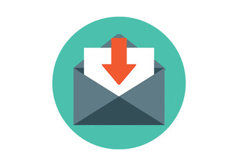Poster - Dynamic digital envelope icon symbolizing incoming messages, email delivery, and successful communication for modern business and technology concepts.