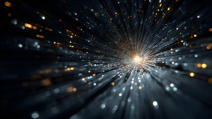 Poster - Abstract futuristic technology tunnel with bright light illuminating the end