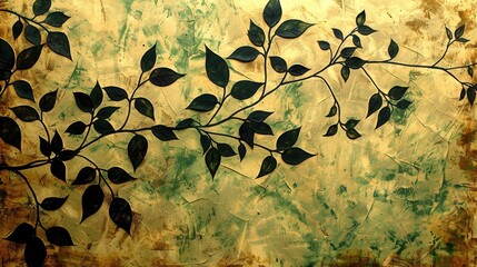 Poster - Intricate floral motifs create a stunning ornamental scroll design set against a rich green backdrop that radiates elegance and charm perfect for any artistic space or decor.
