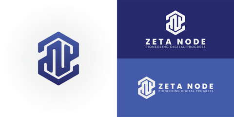 Poster - Modern ZN initial logo for a Tech and IT Company. A dynamic hexagon with flowing lines symbolizes innovation, connectivity, and data. Ideal for software, networking, and digital solutions.
